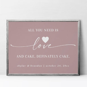 Poster Tout ce dont vous avez besoin est Love & Cake Mauv