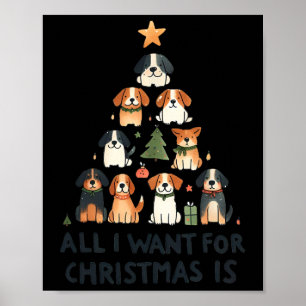 Poster Tout Ce Que Je Veux Pour Noël C'Est Chiens Xmas Tr