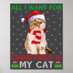 Poster Tout Ce Que Je Veux Pour Noël Est Mon Chat Vilain 