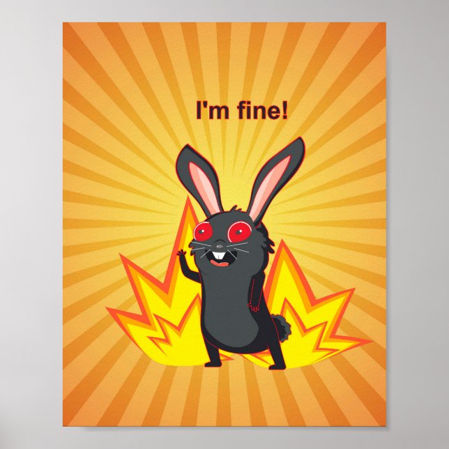 Poster Tout est beau mème avec lapin noir (Devant)