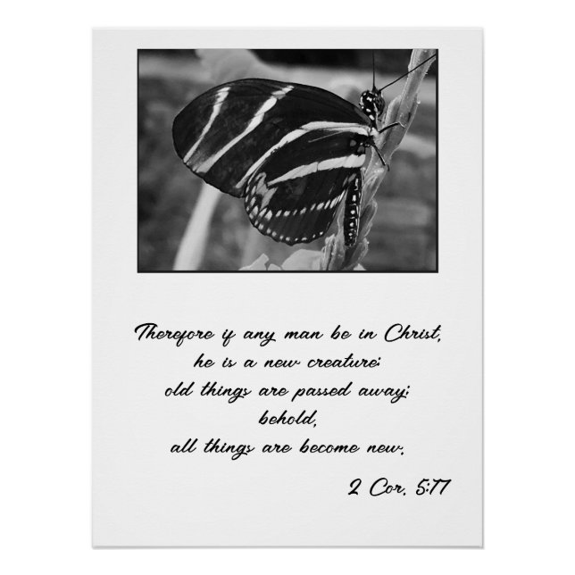 Poster Tout est fait nouveau Bible Verse Papillon (Devant)