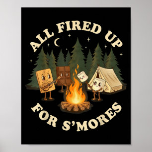 Poster Tout feu tout flamme pour smores design de camping
