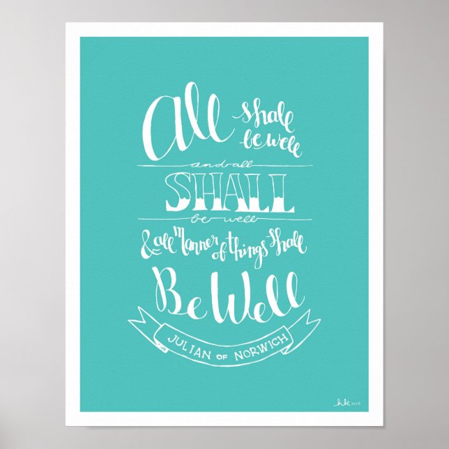 Poster "Tout ira bien" - Turquoise (Devant)