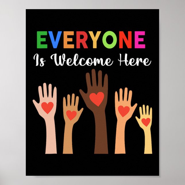 Poster Tout le monde est bienvenu ici Enseignant 1 (Devant)