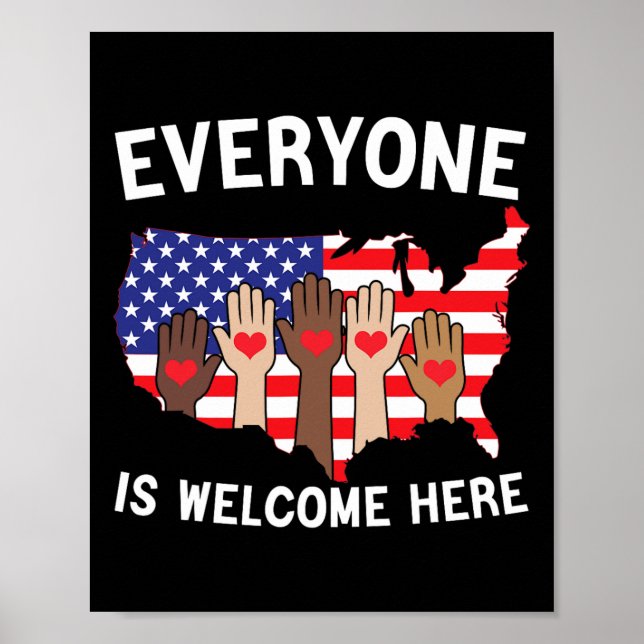 Poster Tout Le Monde Est Le Bienvenu Ici American Flag Po (Devant)