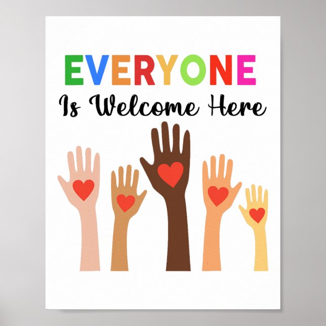 Poster Tout le monde est le bienvenu ici enseignant (Devant)