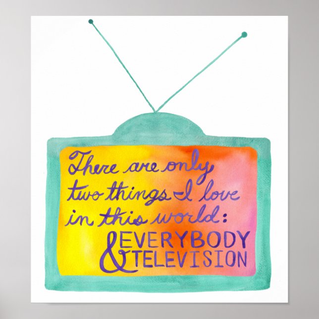 Poster Tout le monde et la télévision (turquoise et viole (Devant)
