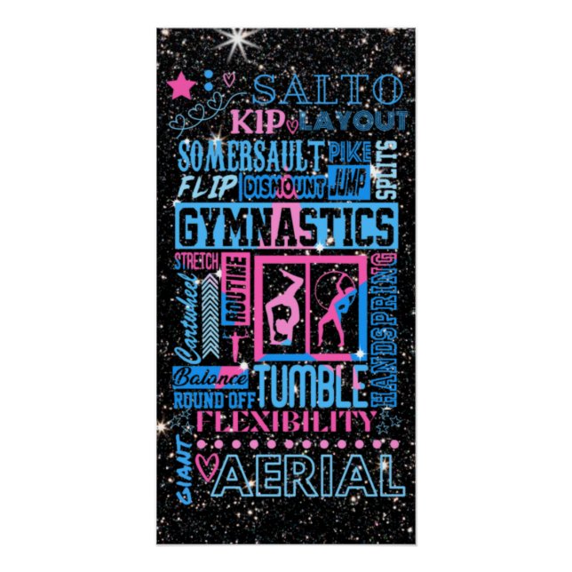 Poster Tout sur Gymnastique Typographie en rose et bleu (Devant)