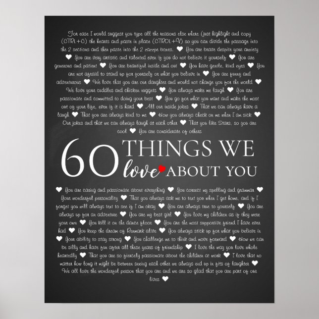 Poster toutes les choses que nous aimons chez vous, 60e a (Devant)