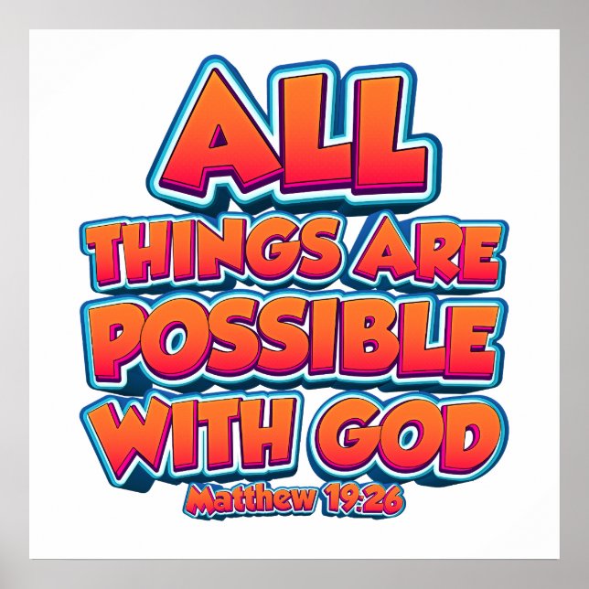 Poster Toutes les choses sont possibles avec Dieu Enfants (Devant)