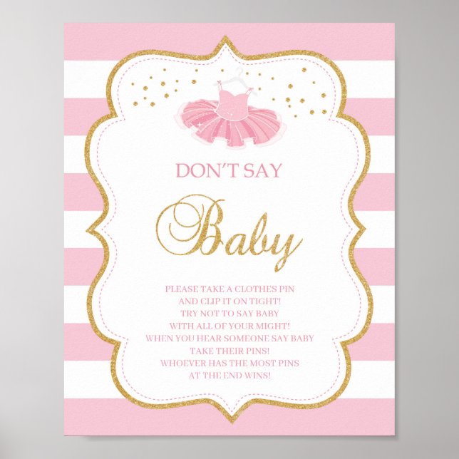 Poster Toutu robe ne dit pas bébé jeu signe or rose (Devant)