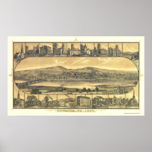 Poster Towanda, carte panoramique de PA - 1880