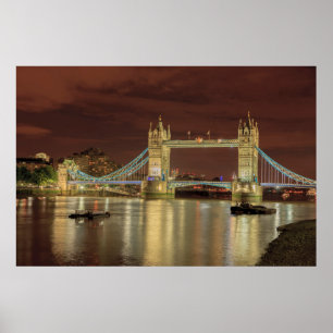Poster Tower Bridge la nuit, Londres