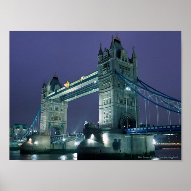 Poster Tower Bridge la nuit, Londres, Angleterre (Devant)
