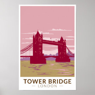 Poster Tower Bridge London Travel Art Vintage