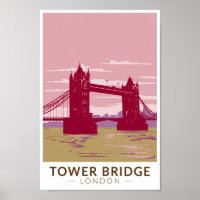 Tower Bridge London Travel Art Vintage