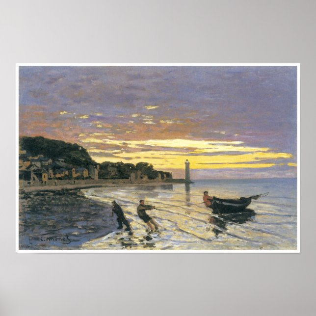 Poster Towing a boat, Honfleur, 1864, Claude Monet (Devant)
