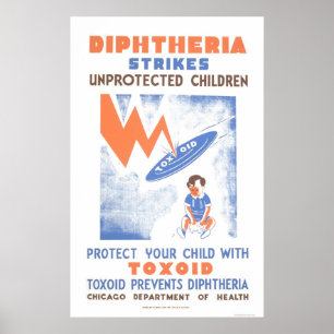 Poster Toxoïde empêche la diptherie 1941 WPA