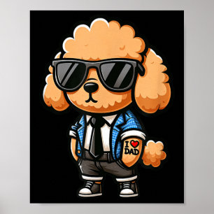 Poster Toy Poodle I Love Papa Funny Chien Tattoo