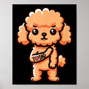 Poster Toy Poodle I Loy Papa Funny Chien Tattoo _1