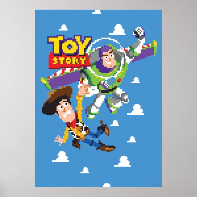 Poster Toy Story 8Bit Woody et Buzz Lightyear (Devant)