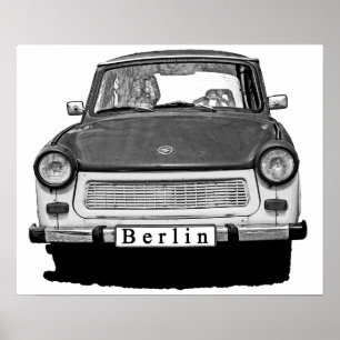Poster Trabant Car Avant, Noir et Blanc, Berlin