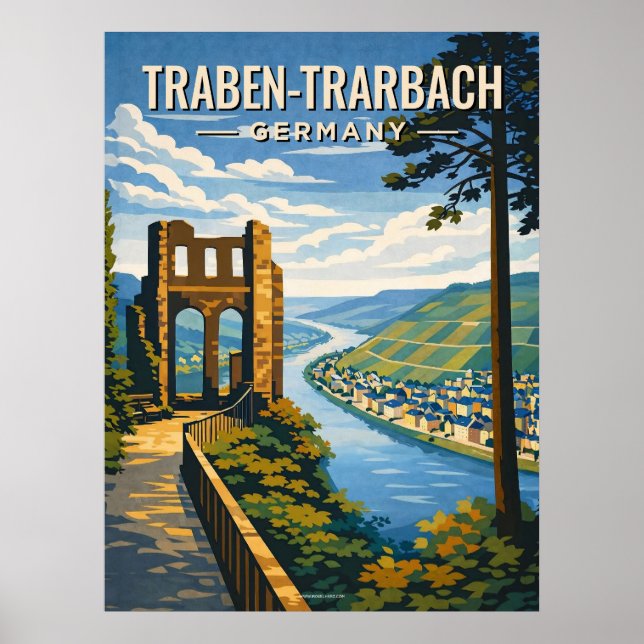Poster Traben-Trarbach Vintage Travel  (Devant)