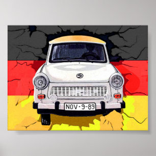 Poster Trabing Car et drapeau allemand, Berlin Wall