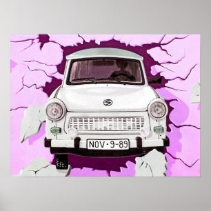 Poster Trabing Car et Pink/Lilac Berlin Wall