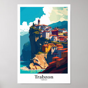 Poster Trabzon Turquie Voyage Vintage Illustration