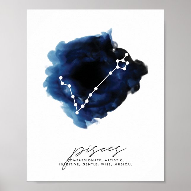 Poster Traces de caractères de constellation Pisces (Devant)