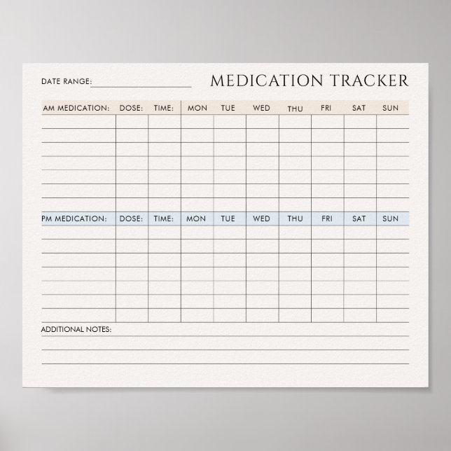 Poster Tracker de médicaments imprimable téléchargeable (Devant)