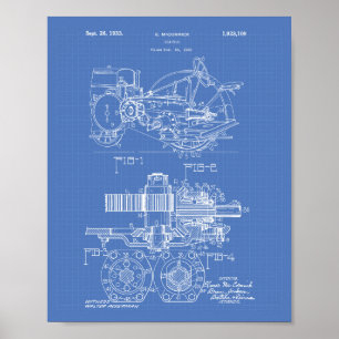 Poster Tracteur 1932 Plan directeur de l'art des brevets
