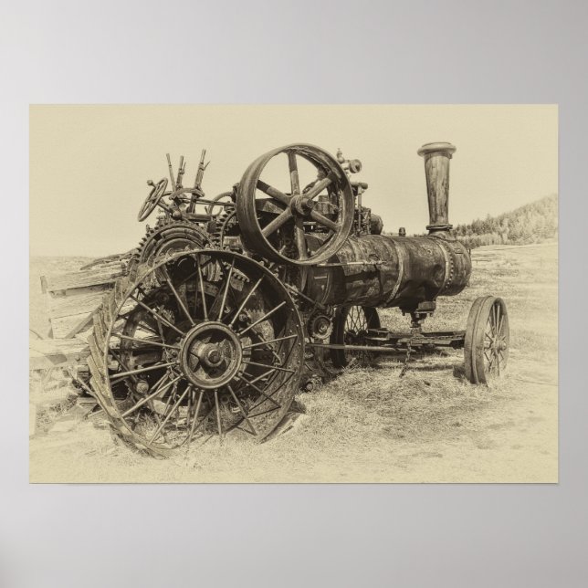 Poster Tracteur agricole à vapeur (Devant)