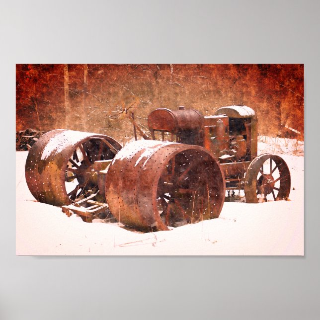 Poster Tracteur agricole antique (Devant)