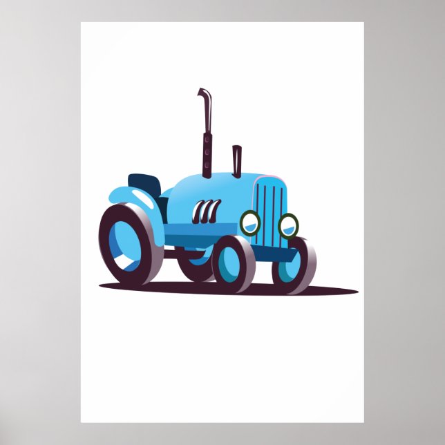 Poster Tracteur bleu mou (Devant)