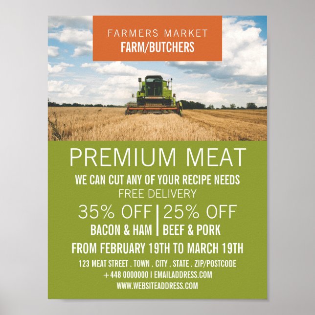 Poster Tracteur dans la publicité sur le terrain, l'agric (Devant)