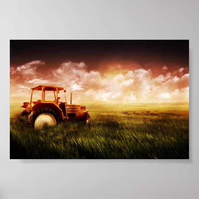 Poster tracteur dans l'affiche sur le terrain (Devant)