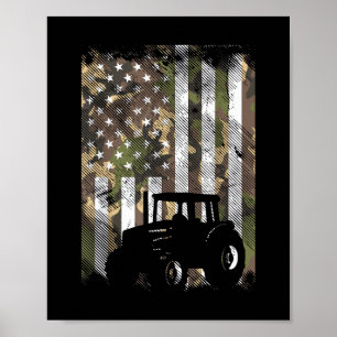 Poster Tracteur de drapeau de camouflage Camion de ferme