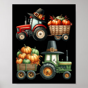 Poster Tracteur de ferme de Thanksgiving Tracteur d'autom