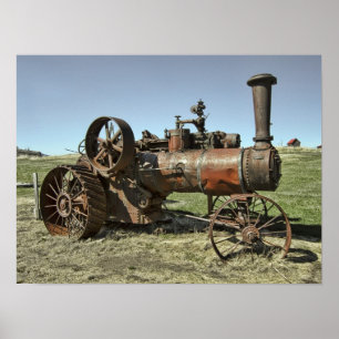 Poster Tracteur de vapeur de ville fantôme