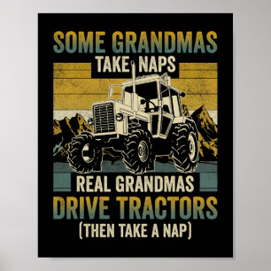 Poster Tracteur Grandma Farm Dons Real Grandmas Drive Tra