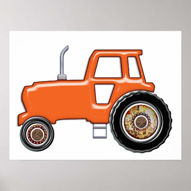 Poster Tracteur orange brillant (Devant)