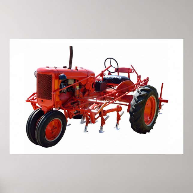 Poster Tracteur rouge vintage (Devant)