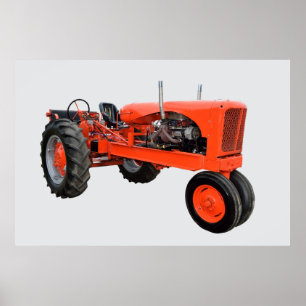Poster Tracteur rouge vintage