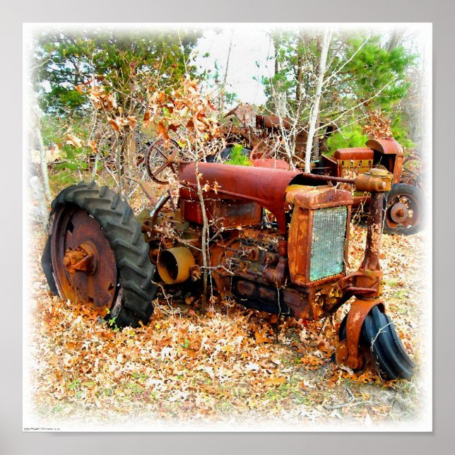 Poster Tracteur rustique Old Junk Yard Farm (Devant)