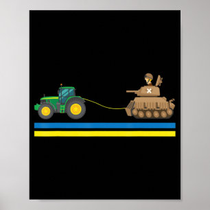 Poster Tracteurs au-dessus des chars Ukraine Je suis en U