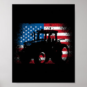 Poster Tractor USA Drapeau design pour Patriotic Farmer