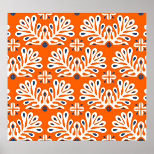 Poster Tradition scandinave : Mosaïque florale ethnique.