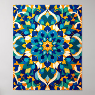 Poster Traditional Moroccan Zillij Geometric Tile Pattern